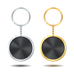 Image showing Template Metal Keychains Set Golden and Silver Circle