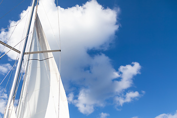 Image showing Sailing boat sails background