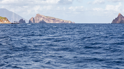 Image showing sailing boat at Lipari Islands Sicily Italy