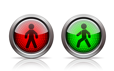 Image showing Pedestrian traffic lights red and green isolated on white