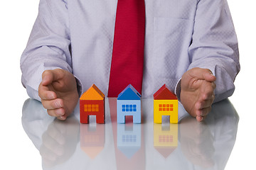 Image showing Real estate agent showing houses