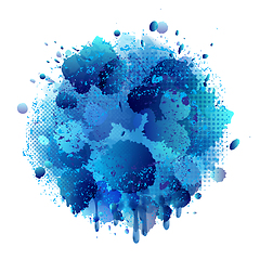 Image showing Blue spray paint with abstract splatter color background.