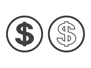 Image showing dollar symbol isolated on white background. Vector