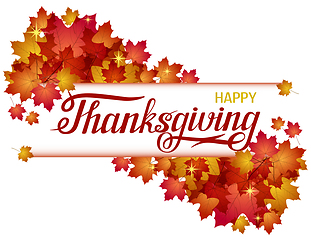 Image showing Hand drawn Happy Thanksgiving lettering banner. vector illustration.