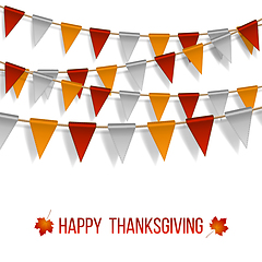 Image showing Thanksgiving Day, flags garland on white background.