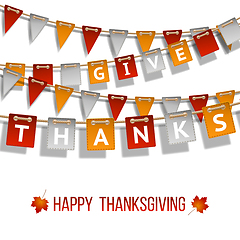 Image showing Thanksgiving Day, flags garland on white background.