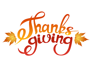 Image showing Happy thanksgiving brush hand lettering, isolated on white background.