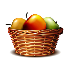 Image showing Red and green ripe apples in the basket.