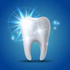 Image showing White shining tooth, concept whitening of human tooth.