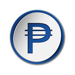 Image showing Philippine peso currency symbol on round sticker with blue backdrop