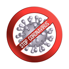 Image showing Coronavirus Icon with Red Prohibit Sign, 2019-nCov novel coronavirus concept sign