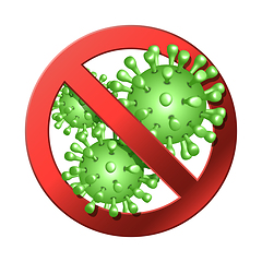 Image showing Coronavirus Icon with Red Prohibit Sign, 2019-nCov novel coronavirus concept sign