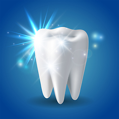 Image showing White shining tooth, concept whitening of human tooth.