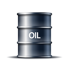 Image showing Black metal oil barrel with word OIL isolated on white