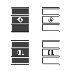 Image showing Set of Oil barrel icon vector, flat sign