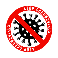 Image showing Coronavirus Icon with Red Prohibit Sign, 2019-nCov novel coronavirus concept sign