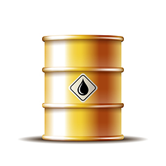 Image showing Golden metal oil barrel with black oil drop