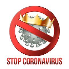 Image showing Sign caution STOP COVID-19 with Coronavirus icon.