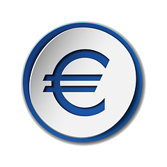 Image showing Euro currency symbol on sticker label, isolated on white.