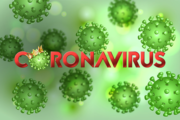 Image showing The word Coronavirus with Covid-19 icon and Virus background with disease cells