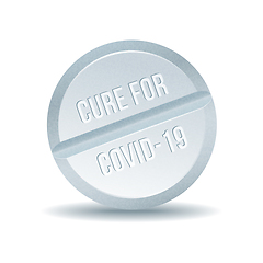 Image showing COVID 19 Coronavirus Cure drug concept in one tablet.