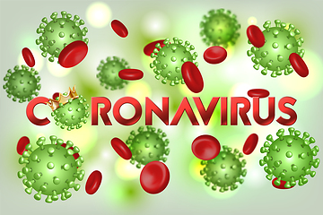 Image showing The word Coronavirus with Covid-19 icon and Virus background with disease cells