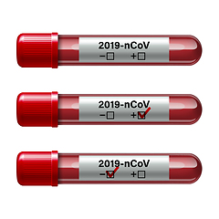 Image showing Set of test tube with blood sample for COVID-19, Coronavirus test