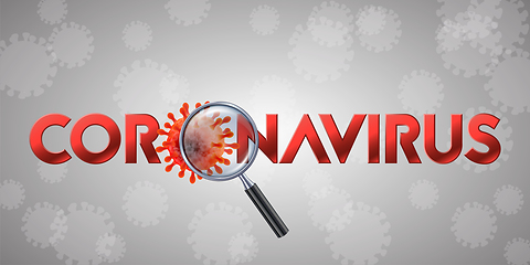 Image showing The word Coronavirus with Covid-19 icon and Virus background with disease cells