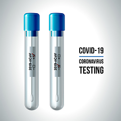 Image showing Test tubes with cotton swab for nasopharyngeal specimens.