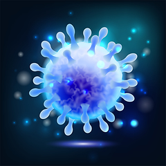 Image showing Coronavirus 2019-nCoV disease cell on dark background.