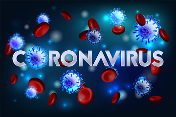 Image showing The word Coronavirus with Covid-19 icon and Virus background with disease cells