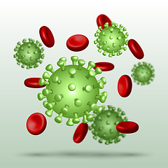 Image showing Coronavirus 2019-nCoV disease cells with blood cells.