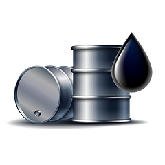 Image showing Black oil barrel with oil drop isolated on white