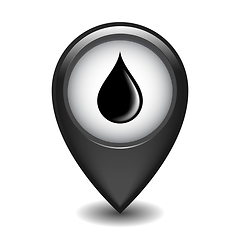Image showing Black Glossy Style Map Pointer With Black fuel drop