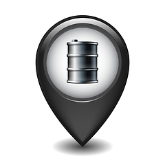 Image showing Black Glossy Style Map Pointer With Black oil barrel.