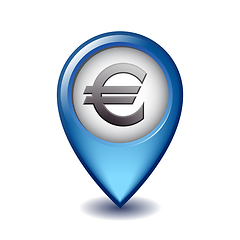 Image showing Euro Currency symbol Mapping Marker vector icon.
