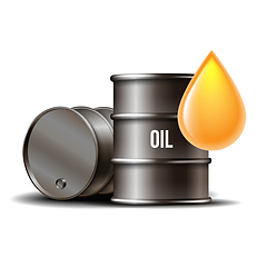 Image showing Black oil barrel with oil drop isolated on white