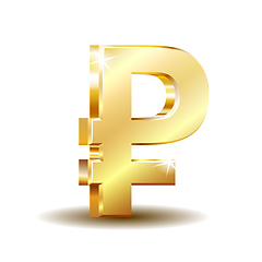 Image showing Golden symbol of russian ruble isolated on white background.