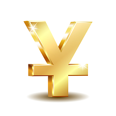 Image showing Shiny golden Yuan currency symbol isolated on white.