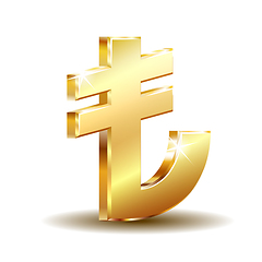 Image showing Shiny golden Turkish Lira Sign. TL currency symbol. Turkish Money.