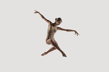 Image showing Modern ballet dancer. Contemporary art ballet. Young flexible athletic woman.