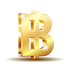 Image showing Thai baht golden currency symbol, money sign vector illustration