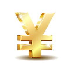 Image showing Shiny golden yen currency symbol isolated on white.