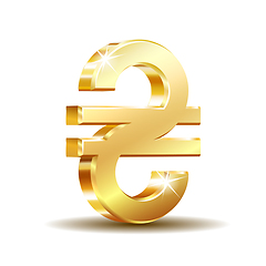 Image showing Shiny gold Ukrainian Hryvnia currency sign. Vector illustration