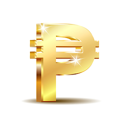 Image showing Philippine peso currency symbol, golden money sign