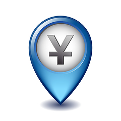 Image showing Yuan currency symbol Mapping Marker vector icon.