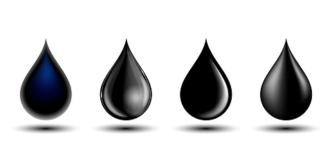 Image showing Set of different black drop, vector illustration