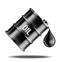 Image showing Black oil barrel with oil drop isolated on white