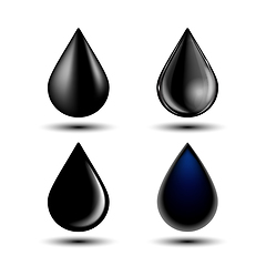 Image showing Set of different black drop, vector illustration