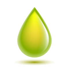 Image showing Green glossy drop isolated on white. Biofuel concept